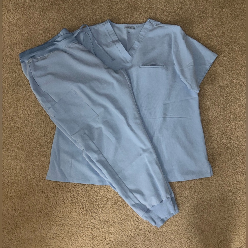Light Blue Women's Scrub Set - Mandala